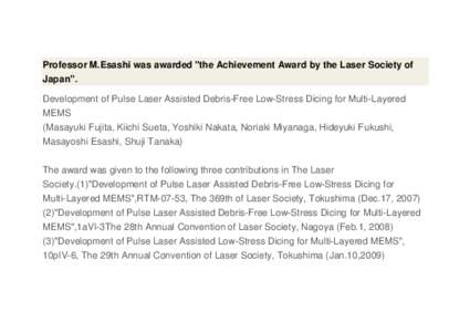 Professor M.Esashi was awarded 