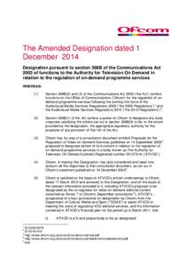 ATVOD revised Designation with ATVOD variations