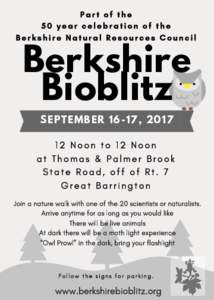 Part of the 50 year celebration of the Berkshire Natural Resources Council Berkshire Bioblitz