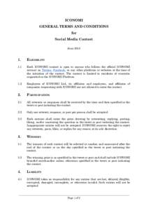 ICONOMI  GENERAL TERMS AND CONDITIONS  for   Social Media Contest    June 2018 