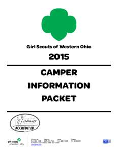 Girl Scouts of Western OhioCAMPER INFORMATION PACKET
