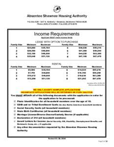 Absentee Shawnee Housing Authority P.O. Box 425 •107 N. Kimberly •Shawnee, OklahomaPhone• FaxIncome Requirements Applicant MUST meet income limits