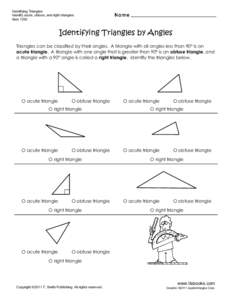 Identifying Triangles by Angles Worksheet