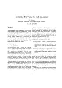 Interactive Java Viewer for HDR-panoramas H. Dersch University of Applied Sciences Furtwangen, Germany December 28, 2003  Abstract