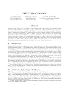 DHCP Origin Traceback ∗ Saugat Majumdar Cisco Systems, Inc.