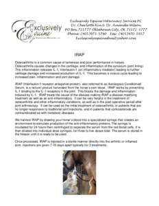 Exclusively Equine Veterinary Services PC Dr. Charlotte Kin & Dr. Amanda Wilson PO BoxOklahoma City, OKPhone: (Fax: ( 