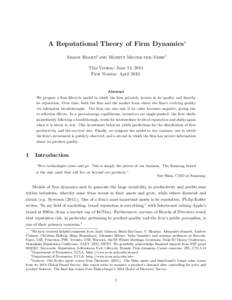 A Reputational Theory of Firm Dynamics∗ Simon Board† and Moritz Meyer-ter-Vehn‡ This Version: June 13, 2014 First Version: AprilAbstract