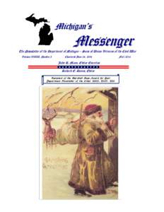 Michigan’s  Messenger The Newsletter of the Department of Michigan – Sons of Union Veterans of the Civil War Volume XXIII, Number 3