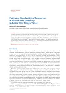 Barometr Regionalny Tom 13 nr 1 Functional Classification of Rural Areas in the Lubelskie Voivodship Including Their Natural Values