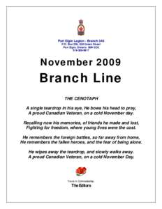 Port Elgin Legion - Branch 340 P.O. Box 359, 630 Green Street Port Elgin, Ontario N0H 2C0[removed]November 2009