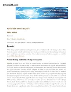 Cybersoft.com  CyberSoft White Papers Why VFind May 1996 Peter V. Radatti CyberSoft, Inc.