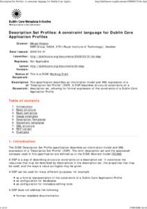 Description Set Profiles: A constraint language for Dublin Co...