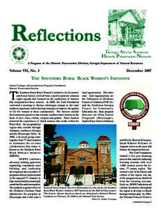 A Program of the Historic Preservation Division, Georgia Department of Natural Resources  Volume VII, No. 3 December 2007