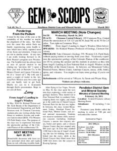Vol. 49, No. 3  Pendleton District Gem and Mineral Society Ponderings From the Podium