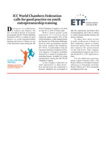 ICC World Chambers Federation calls for good practice on youth entrepreneurship training D