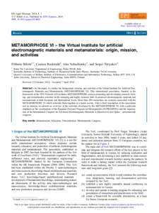 EPJ Appl. Metamat. 2014, 1, 1 Ó F. Bilotti et al., Published by EDP Sciences, 2014 DOI: epjamAvailable online at: http://epjam.edp-open.org