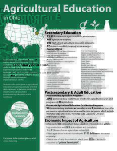 Agricultural Education in Ohio Secondary Education  23,591 students in Agricultural Education courses
