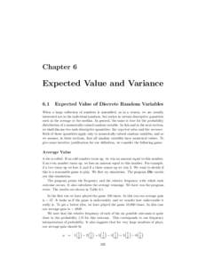 Chapter 6  Expected Value and Variance 6.1  Expected Value of Discrete Random Variables