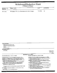 Withdrawal/Redaction Clinton Library DOCUMENT AND TYPE