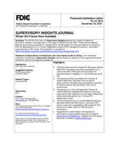 Financial Institution Letter FIL[removed]December 18, 2014 Federal Deposit Insurance Corporation 550 17th Street NW, Washington, D.C[removed]