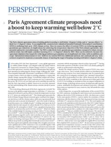 Perspective 1 doi:nature18307  Paris Agreement climate proposals need