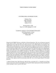 NBER WORKING PAPER SERIES  SYSTEMIC RISK AND HEDGE FUNDS