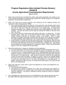 Program Regulations (Non-infested Premise Nursery) Exhibit B County Agricultural Commissioners Requirements April 6, 2016 1.