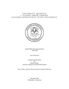 UNIVERSITY ARCHIVES J. EUGENE SMITH LIBRARY EASTERN CONNECTICUT STATE UNIVERSITY Juliette Phifer Burstermann Papers