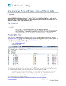Eris Exchange Time and Sales Historical Market Data Overview Eris Exchange provides access to time and sales historical market data messages, updated once a month. The historical market data is available dating back to M