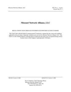Missouri Network Alliance, LLC  FCC No. 1 - Access Original Page No. 1  Missouri Network Alliance, LLC