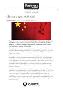 China’s appetite for ODI Published: 13 January 2014 
