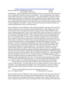 Southern Campaign American Revolution Pension Statements & Rosters Pension application of Thomas Davis S1509 fn30SC Transcribed by Will Graves[removed]Methodology: Spelling, punctuation and/or grammar have been correcte