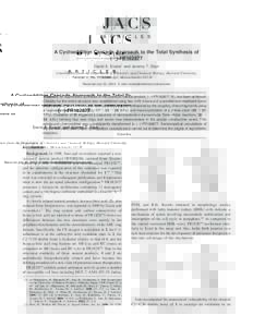 Published on WebA Cycloaddition Cascade Approach to the Total Synthesis of (-)-FR182877 David A. Evans* and Jeremy T. Starr Contribution from the Department of Chemistry and Chemical Biology, HarVard UniVers