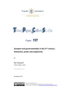 Paper  Gumperz and governmentality in the 21st century: Interaction, power and subjectivity  by