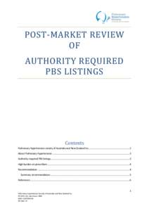 POST-MARKET REVIEW OF AUTHORITY REQUIRED PBS LISTINGS  Contents