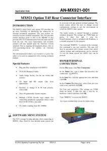 AN-MX921-001  Application Note MX921 Option T45 Rear Connector Interface INTRODUCTION