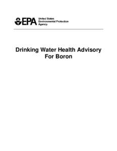 Drinking Water Health Advisory for Boron
