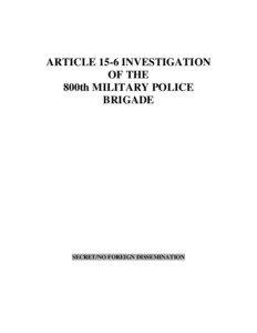 ARTICLE 15-6 INVESTIGATION OF THE 800th MILITARY POLICE