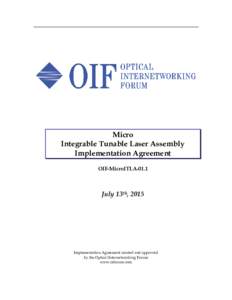 Micro Integrable Tunable Laser Assembly Implementation Agreement OIF-MicroITLAJuly 13th, 2015