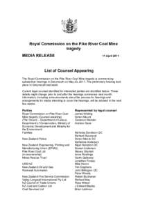 Microsoft Word - Media Release - List of counsel appearing.doc