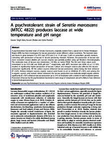 A psychrotolerant strain of Serratia marcescens (MTCCproduces laccase at wide temperature and pH range