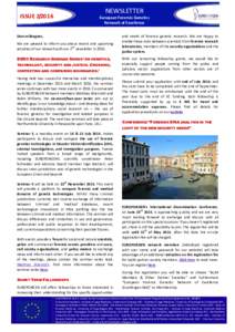 NEWSLETTER  ISSUEEuropean Forensic Genetics Network of Excellence