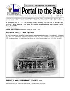 Visit our website at WWW.MIFFLINTOWNSHIP.ORG  “Preserving Our Past[removed]For The Future” Volume 9 Number 6