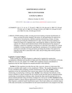 ADOPTED REGULATION OF THE STATE ENGINEER LCB File No. R054-14 Effective October 24, 2014 EXPLANATION – Matter in italics is new; matter in brackets [omitted material] is material to be omitted.