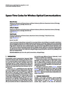 Space-time codes for wireless optical communications