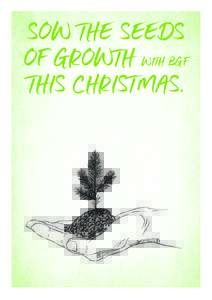 SOW THE SEEDS OF GROWTH WITH BGF THIS CHRISTMAS. LIKE GROWING A BUSINESS, GROWING A CHRISTMAS TREE TAKES TIME.