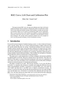 Metodoloˇski zvezki, Vol. 3, No. 1, 2006, ROC Curve, Lift Chart and Calibration Plot Miha Vuk1, Tomaˇz Curk2  Abstract