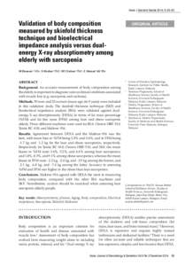 Asian J Gerontol Geriatr 2014; 9: 85–92  Validation of body composition measured by skinfold thickness technique and bioelectrical impedance analysis versus dualenergy X-ray absorptiometry among