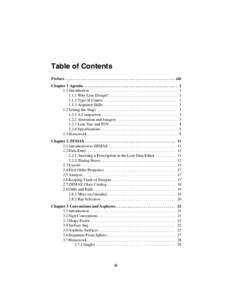Table of Contents Preface . . . . . . . . . . . . . . . . . . . . . . . . . . . . . . . . . . . . . . . . . . . . . . . . . . . . . . . xiii Chapter 1 Agenda . . . . . . . . . . . . . . . . . . . . . . . . . . . . . . . 