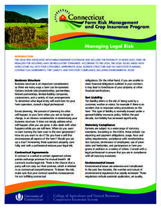 Connecticut  Farm Risk Management and Crop Insurance Program  Managing Legal Risk